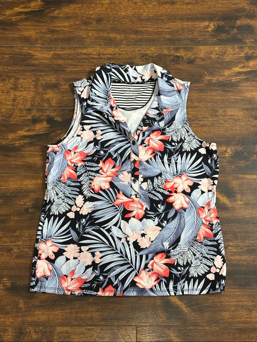 Tommy Bahama IslandZone Floral Sleeveless Polo M ๐บ๐ด